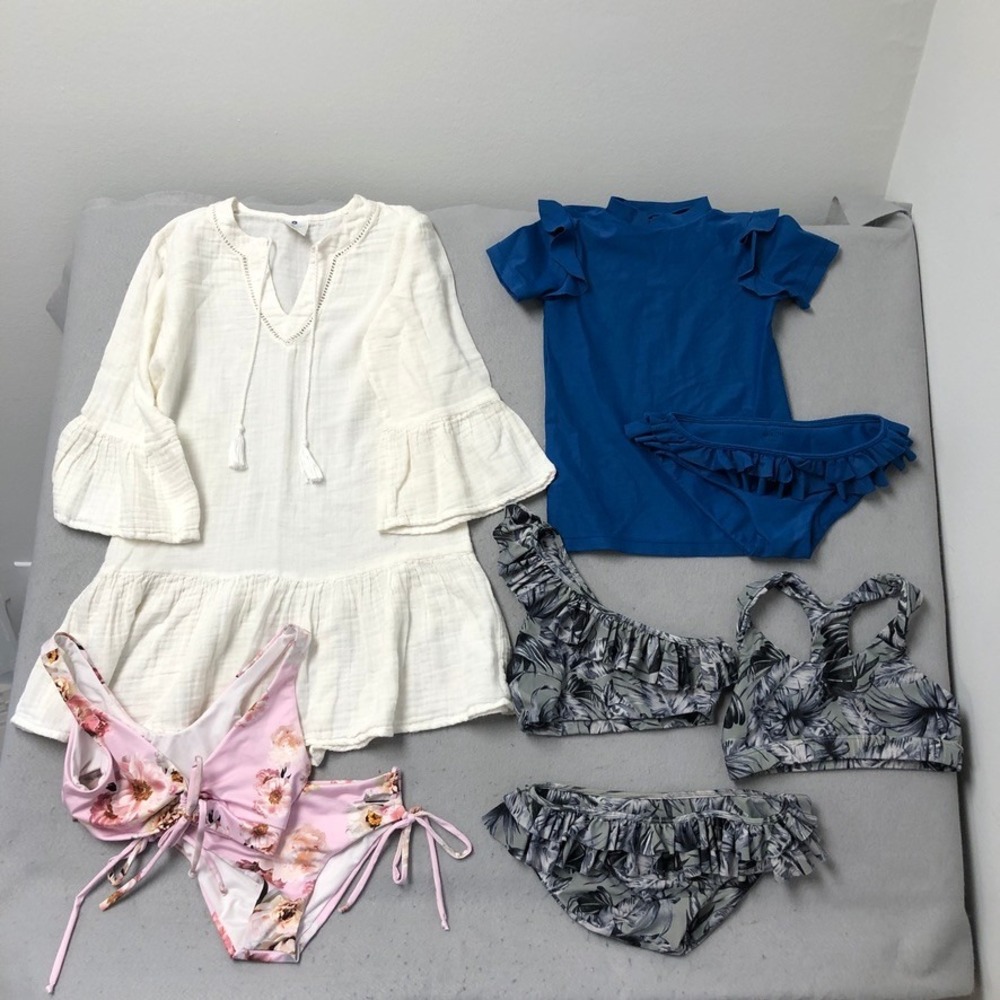 Mikoh Submarine Snapper‎ Rock Girls Swimwear Bundle 12 Large Blue Pink Floral